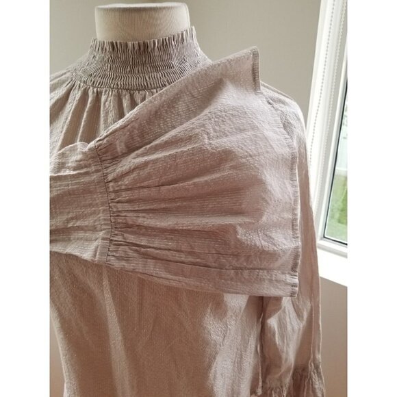 Belle & Sky blouse High Neck Size Small - Long bell Sleeves- Gray - Picture 5 of 7
